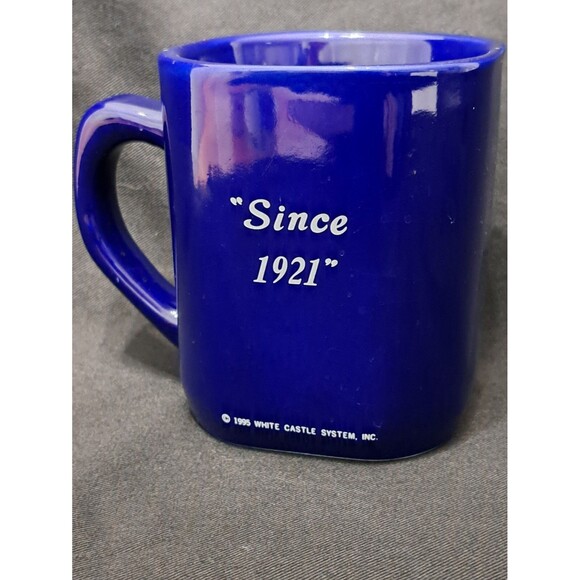 Vintage 1995 WHITE CASTLE Cobalt Blue Square Mug "Since 1921" - Picture 4 of 7